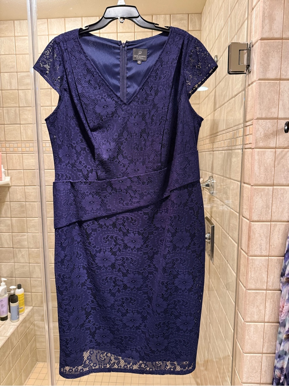 Adrianna Papell Royal Blue Lace Midi Dress